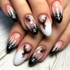 24 piezas de uñas postizas con temática navideña, con un diseño de copo de nieve francés verde, para una fácil aplicación y un look moderno, adecuadas tanto para el mercado europeo como para el americano