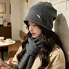 Gorro de Lana Holgado de Cabeza Grande para Mujer, Gorro de Punto Rizado Cálido para Otoño e Invierno, Gorro de Moda para Exteriores de Celebridad de Internet para Clima Frío