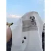 Camiseta Feminina Minimalista Ins Coreana Estampa de Cachorro com Manchas Manga Curta Nova Slim Fit Alta Elasticidade para Estudantes