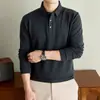 Camisa Polo de Manga Larga Estilo Ligeramente Maduro para Hombre, Padres de Mediana Edad, Solapa de Negocios Otoño/Invierno, Ropa para Hombres de Mediana Edad y Mayores, En Stock, Envío Rápido