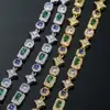 Pulsera Geométrica de Estrella Transfronteriza Europea y Americana Cadena de Joyería de Piedras Preciosas Coloridas Joyería Hip-Hop Pulsera para Hombre Personalización