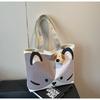 Bolsa de Lona Transfronteriza para Mujer, Gran Capacidad, Nueva Versátil para Primavera y Verano 2026, Bolso de Hombro Casual de Caricatura para Estudiante