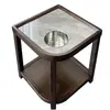 Mesa de Café Mahjong de Gama Alta con Forma de Abanico para Hotel Madera Maciza Placa de Roca Pequeño Estante de Almacenamiento Sala de Ajedrez y Cartas Estante para Agua de Té Especial para Casa de Té Antiescaldado