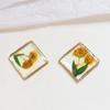 Parche transparente de resina plana con incrustaciones de flor eterna romántica de hada, joyería hecha a mano, pendientes, accesorios, material