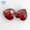 Colgante de joyería con gema Huagang, gran corazón rojo, circonita con doble capa de tortuga, piedra desnuda, granate, circonita roja, superficie enrejada de CZ
