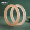 Pulseira de Jade Real em Pó de Toranja para Meninas, Pulseira de Jade Afegão Rosa Lótus Raiz Redonda, Joia de Jade Real em Pó de Raiz de Lótus