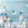 Nova decoração de inverno de Natal artesanato em madeira pingente layout de festa floco de neve anão boneco de neve caminhão enfeites