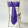 Tela para respaldo de silla de satén de imitación al por mayor de fábrica, cinta de satén específica para hotel, lazo de banderola floral para respaldo de silla de banquete de bodas