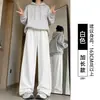 Pantalones de chándal rosas para mujer, nuevo estilo otoño 2026, corte holgado, con caída, pierna recta, joggers con puño, pantalones casuales de pierna ancha