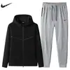 Ropa para Hombre Transfronteriza Primavera 2025 Traje Deportivo Casual para Exteriores Sudadera con Capucha para Correr Cardigan Pantalones de Manga Larga Conjunto de Dos Piezas