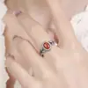 Anillo de Espiga de Trigo Viejo Vintage Estilo Étnico para Mujer Imitación Rojo Sur Arte Estilo Nacional Joyería Anillo Ajustable de Boca Suelta para Mujer