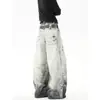 Jeans Estilo Americano Salpicaduras Graffiti Mujeres Hombres Otoño High Street Sentido del Diseño Silueta Pantalones Cimitarra Marca de Moda Vibe Pantalones de Pierna Ancha