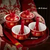 Xícaras para Cerimônia do Chá de Casamento Xícaras para Brinde de Casamento Par de Xícaras Dragão e Fênix de Casamento Par de Tigelas Conjunto de Tigelas e Hashis para Casamento Mudança de Endereço para Novo Casamento Conjunto de Chá Vermelho