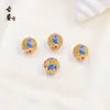 Cuentas de cloisonné de cobre puro, cuentas redondas de esmalte con goteo de aceite, accesorios para pulseras, accesorios de vestimenta culturales y creativos, cuentas espaciadoras