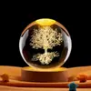 Base Luminosa Transfronteiriça Bola de Cristal Esculpida em 3D Enfeites Criativos de Mesa Galáxia Lua Bola de Cristal de Vidro Luz Noturna