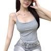 Nova Coleção Primavera e Verão Camisola Quadrada com Recortes Cruzados nas Costas para Mulheres com Bojo, Adequada para Usar em Camadas ou Sozinha, Top Base Emagrecedor