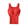 Top Elástico Ajustado sin Mangas para Mujer, Chaleco Cálido Todo en Uno de Terciopelo de Cordero con Almohadilla en el Pecho, Camiseta de Tirantes de Moda para Llevar Debajo