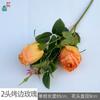 Rosa redonda de borde tostado de 7 cabezas rosa redonda de borde tostado de 2 cabezas comercio exterior mayoreo flor artificial decoración de ventana para el hogar flor de seda