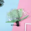 Paraguas plegable estilo coreano, lindo y lindo, estilo coreano, estilo fresco, estilo Mori simple, paraguas transparente con 30% de flor de cerezo japonesa.