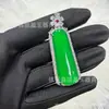 Colgante de Calcedonia Verde Hielo Incrustada Plateado al Por Mayor, Colgante de Collar de Ágata Jade Ascendente Estilo Chino Nuevo