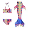 Nuevo Traje de Baño de Sirena Traje de Baño de Cola de Sirena para Niños Bikini de Sirena de Tres Piezas para Niña