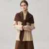 Xale lenço triangular de cashmere para mulheres, cachecol quente de tricô de lã, novo manto de outono e inverno, versátil