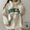 Sudadera Gruesa con Bordado de Letras de Marca Americana de Moda Transfronteriza 2026 para Mujer, Casual, con Capucha, Holgada, Otoño e Invierno