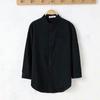 Linho Cor Sólida Loose plus size Camisa Gola Masculina Verão Meia-idade e Idosos Manga de sete pontos Camisa fina respirável manga curta