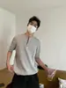 Camiseta de Manga Corta con Cuello Polo para Hombre, Verano, Fresca, Twist, Holgada, Tejida, Manga Media, Pesada, de Alta Gama