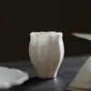 Caneca de Chá Mestra de Porcelana Branca com Formato de Flor de Tulipa de Lama de Jade Fosco Conjunto de Chá de Alta Qualidade Copo de Degustação com Boca de Flor Transparente Conjunto de Chá Kung Fu