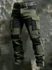 Calça Casual de Trabalho Masculina para Caminhada Tática Multibolsos de Algodão Plus Size Color Block para Exterior até 6XL