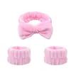 Diadema de Lazo Nueva Diadema para el Cabello de Mujer Correa de Muñeca Color Sólido Felpa Diadema para Lavado Facial Diadema de Maquillaje Correa de Muñeca