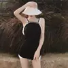 Traje de baño Sexy para Mujer Corea del Sur Estilo Hada Conservador Cubre Vientre Adelgazante Espalda Descubierta Realce de Pecho Pequeño Traje de Baño para Aguas Termales Bikini