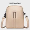Bolsa Transversal para Celular Moda Nova Primavera e Verão 2025 Ombro Único Vertical Camada Dupla Porta-Moedas Feibo Canguru