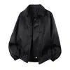 Chaqueta de cuero de moda transfronteriza para hombres jóvenes, nueva chaqueta de primavera y otoño para hombre, chaqueta de cuero PU con cuello vuelto, marca de moda en Douyin