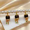 Colgante de barril de plata de ley s925 chapado en oro con incrustaciones de ágata y circonita Accesorios para pulsera, collar, llavero DIY