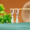 Un Ciervo Plata Esterlina S925 Chapado en Oro Jade Hetian Jade Aretes Magnolia Orquídea Estilo Nacional Retro Nuevos Aretes Elegantes de Estilo Chino
