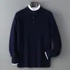 Suéter de Lã Pura Novo Outono e Inverno Masculino Tricô Espesso Camada Base Suéter de Caxemira Masculino Top Quente