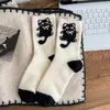 Calcetines de Lana Australiana con Gato Lindo de Media Pantorrilla Otoño/Invierno Felpa Engrosada Cálidos Suaves Dibujos Animados para Niña Calcetines de Casa para Dormir