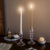 Suporte de vela de vidro de cristal transparente criativo estilo europeu, haste longa, base de cera, decoração romântica para mesa de jantar, casamento