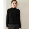 Suéter de Cachemira Jacquard para Mujer, Nuevo Otoño/Invierno Manga Larga Corto Delgado Jersey de Punto Base, Suéter Holgado para Mujer