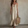 Vestido de tirantes V-neck para mujer, color liso, estilo bohemio vacacional, europeo y americano, Amazon, 2026