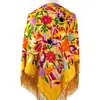 Popular Chal Étnico Vintage Transfronterizo Bufanda para la Cabeza Rusa de Xinjiang Bufanda con Borlas Bufanda Cuadrada Abrigo Cálido a Prueba de Polvo Elegante