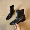 Nuevos Zapatos de Mujer Otoño/Invierno 2026 Estilo Francés Punta Fina Tacón Grueso Botines con Cremallera Lateral Moda Versátil Botas de Tacón Alto