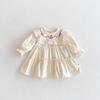 2025 Nuevo Otoño Estilo Coreano Niñas Vestido de Solapa Bordado Manga Larga Bebé Niña Vestido de Princesa Fresco y Pequeño