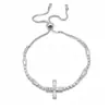 Pulseira ajustável com cruz de zircônia banhada a ouro 18k real, toque de luxo leve e de alta qualidade, joia personalizada estilo ins