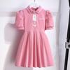 Nuevo vestido de manga corta para niños, falda de niña a la moda, estilo fragancia pequeña, falda plisada dulce, falda de princesa, ropa para niños