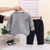 Conjunto de Moletom Básico de Gola Redonda Outono Novo Transfronteiriço para Crianças Conjunto de Duas Peças Tendência Estilo Coreano para Crianças Pequenas Atacado
