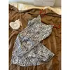 Camisola de Cetim com Estampa Geométrica de Alta Qualidade Vintage para Mulheres, Nova Tendência Verão 2026 Estilo Coreano Vestido de Casa