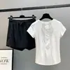 Traje deportivo casual para mujer para verano, ropa ligera de yoga y fitness, adecuado para entrenamiento al aire libre, trote matutino, ropa de bádminton de secado rápido
